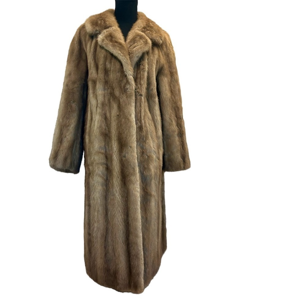 Hurtiq LTD brown long mink fur coat Sz L/XL